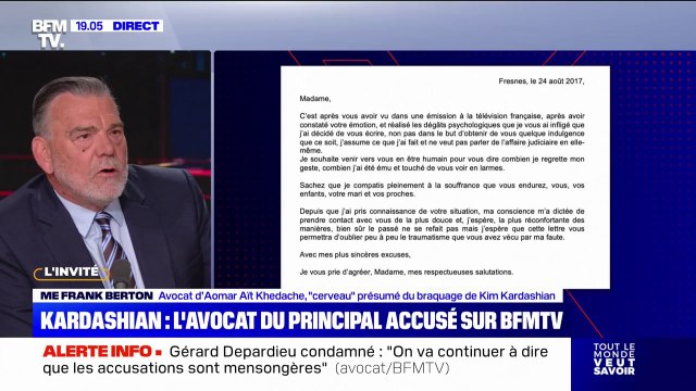 Procès Kardashian: C'est rare dans une audience de cour d'assises qu'une victime puisse pardonner à son agresseur , affirme Me Frank Berton, avocat d’Aomar Aït Khedache, cerveau présumé du braquage