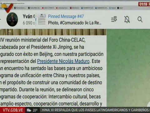 Venezuela participa en la IV reunión ministerial del Foro China-CELAC en Beijing
