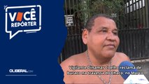 Vigilante Dinamar Coelho reclama de buraco na travessa do Chaco, no Marco