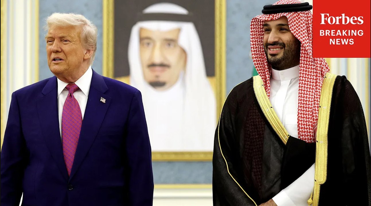 President Trump Greets Members Of The Saudi Delegation During Visit To Saudi Royal Court In Riyadh