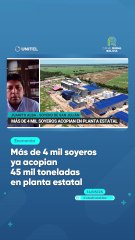 Más de 4 mil soyeros ya acopian 45 mil toneladas en planta estatal