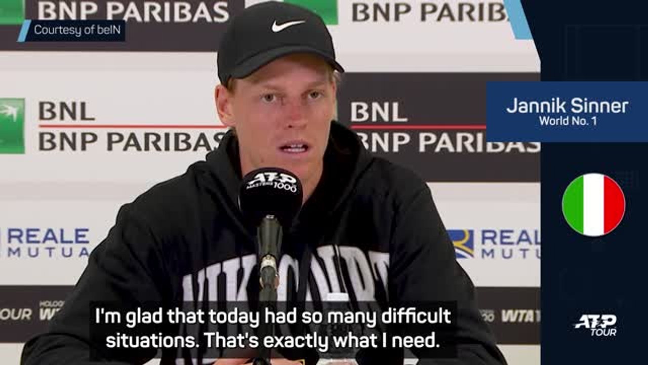 Sinner happy with 'difficult' win over Cerundolo at Italian Open