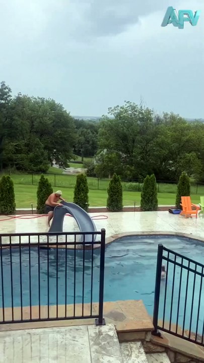 184. New trick unlocked! 🏊 #shorts #slide #pool #senior #humor #fail