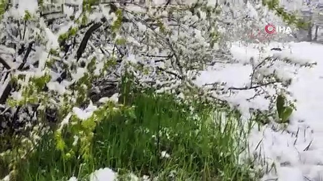 Erzurum’da mayıs ayında yağan kar dağları beyaza bürüdü