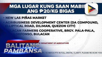 D.A. Food Terminal Inc. initially delivers 20–30 sacks of broken rice for implementation of P20/kg rice