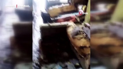 Alevlere teslim olan daireden atlayarak kurtuldu