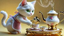 Time For Tea English Children Poem, Baby's Cartoon Poetry, Very Nice 👍🏻 👍🏻 👍🏻🐈🐈🐈☕☕☕