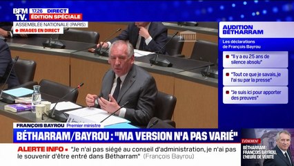Bétharram: "Ma version n'a pas varié", assure François Bayrou
