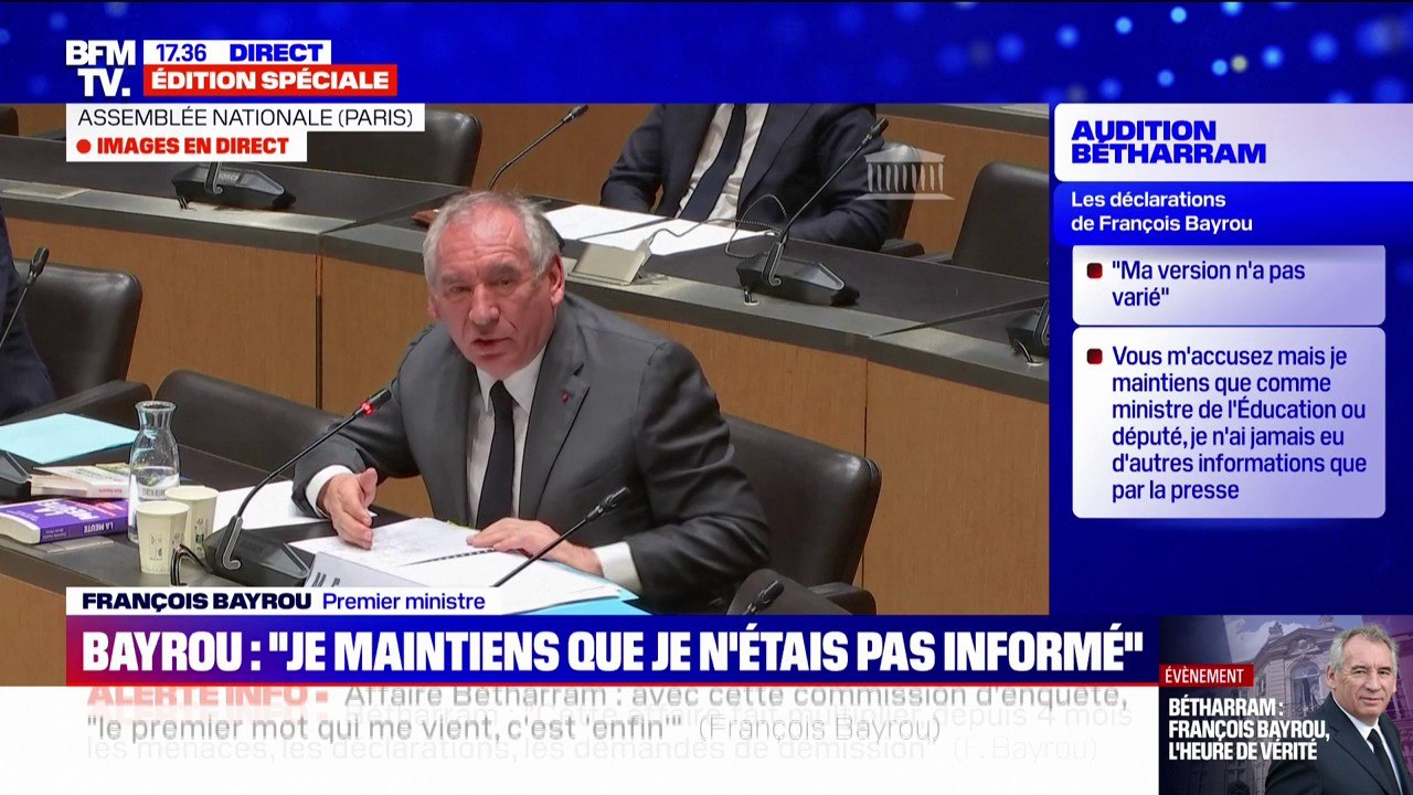 Affaire Bétharram: "Vous multipliez les mensonges, vous, personne d'autre !", déclare François Bayrou au co-rapporteur Paul Vannier
