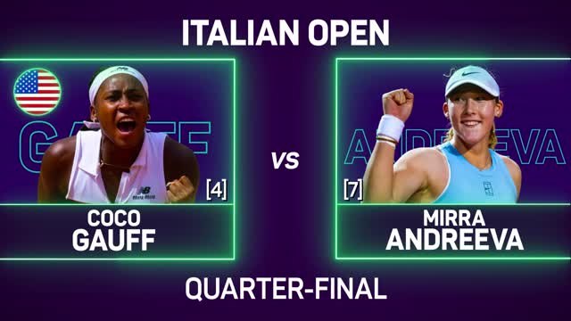 Gauff into Rome semi-finals after straight-sets win over Andreeva