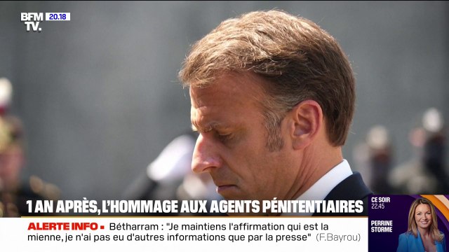 Emmanuel Macron rend hommage aux deux agents pénitentiaires tués lors de l'évasion de Mohamed Amra