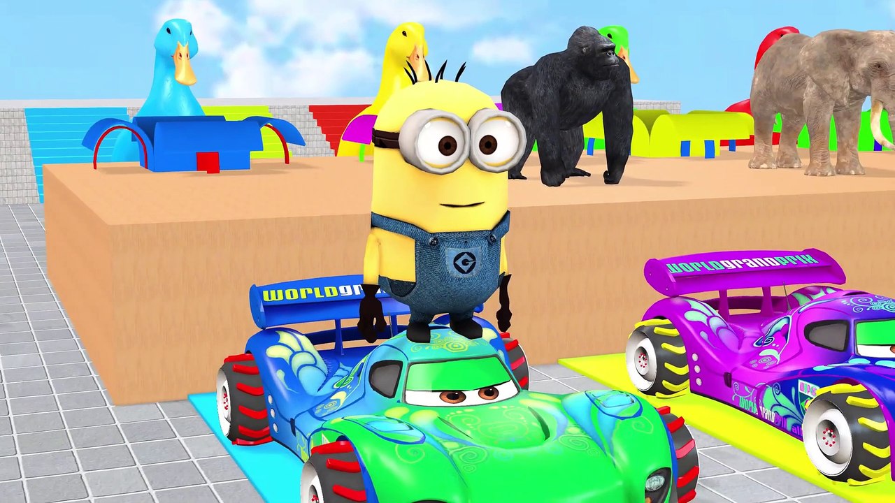 Long_Slide_Game_With_Cow_Elephant_Gorilla_Hippopotamus_Tiger_-_3d_Animal_Game_-_Funny_3d_Animals
