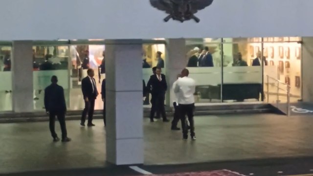 Salida de Leonel, Hipólito, Danilo y el presidente Luis Abinader del Ministerio de Defensa