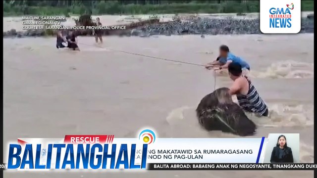 3 estudyante, tinulungang makatawid sa rumaragasang tubig sa Pangi River kasunod ng pag-ulan | Balitanghali