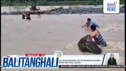 3 estudyante, tinulungang makatawid sa rumaragasang tubig sa Pangi River kasunod ng pag-ulan | Balitanghali