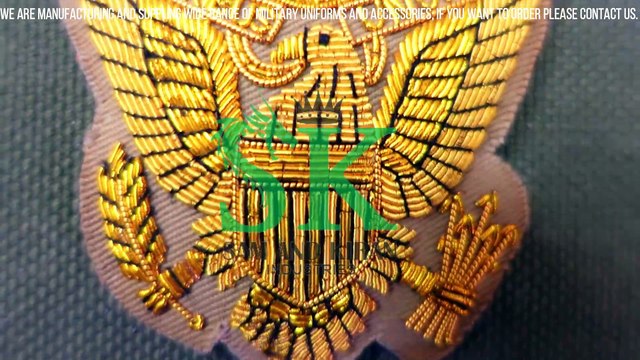 Army Male Officers Cap Badges, WWII Officer Visor Crusher Cap Embroidered Badge