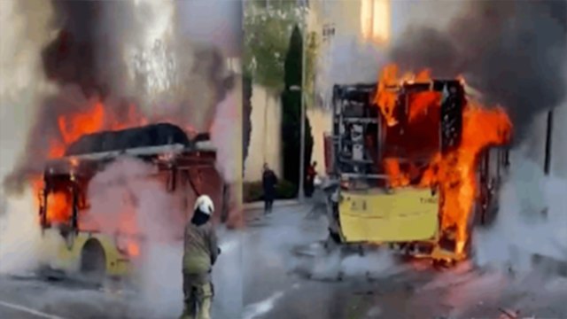 Bahçeşehir'de İETT otobüsünde yangın