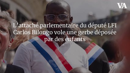 L'attaché parlementaire du député LFI Carlos Bilongo vole une gerbe déposée par des enfants