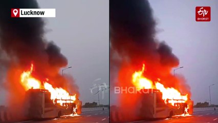 Five Killed As Moving Bus Catches Fire In Lucknow