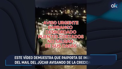 Este vídeo demuestra que Paiporta se inundó antes del mail del Júcar avisando de la crecida del Poyo