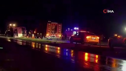 Kontrolden çıktı, yan yattı