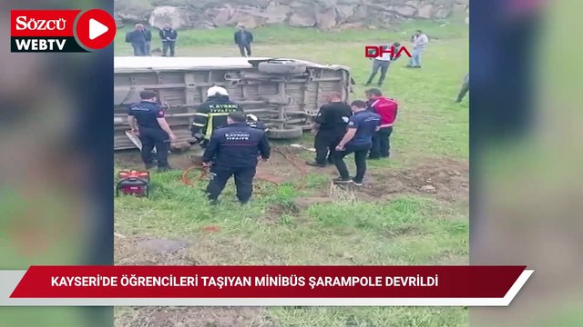 Kayseri'de öğrencileri taşıyan minibüs şarampole devrildi: 16 yaralı