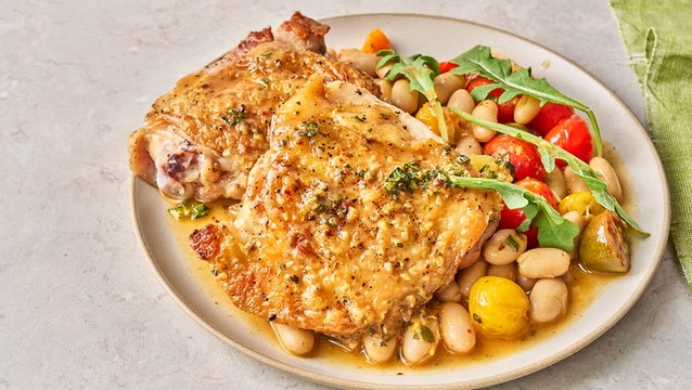 How to Make Crispy Chicken Thighs with Lemony White Beans