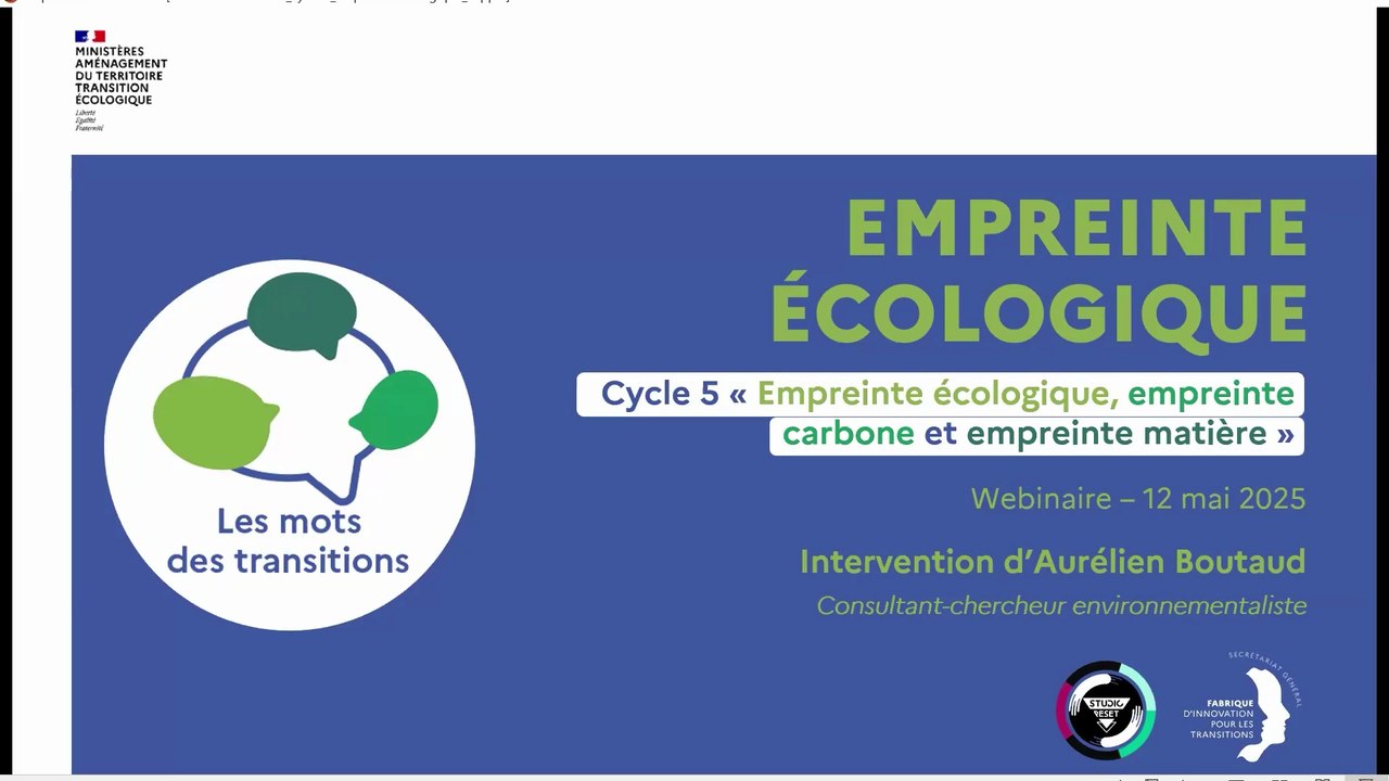 Les mots des transitions | Webinaire 1 : Empreinte écologique (Cycle 5 : "Empreinte écologique, empreinte carbone et empreinte matière")
