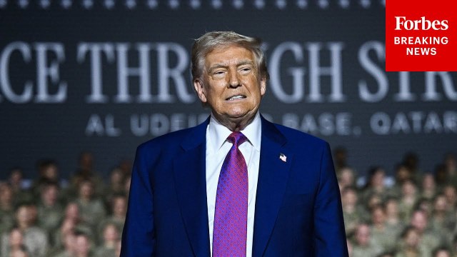 President Trump Speaks To U.S. Troops Stationed At Al Udeid Air Base in Doha, Qatar