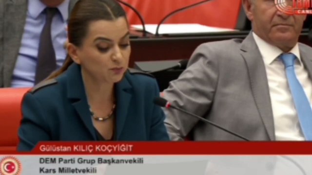 DEM Partili Koçyiğit Meclis'te Kürtçe konuştu; MHP’li Adan mikrofonu kapattı