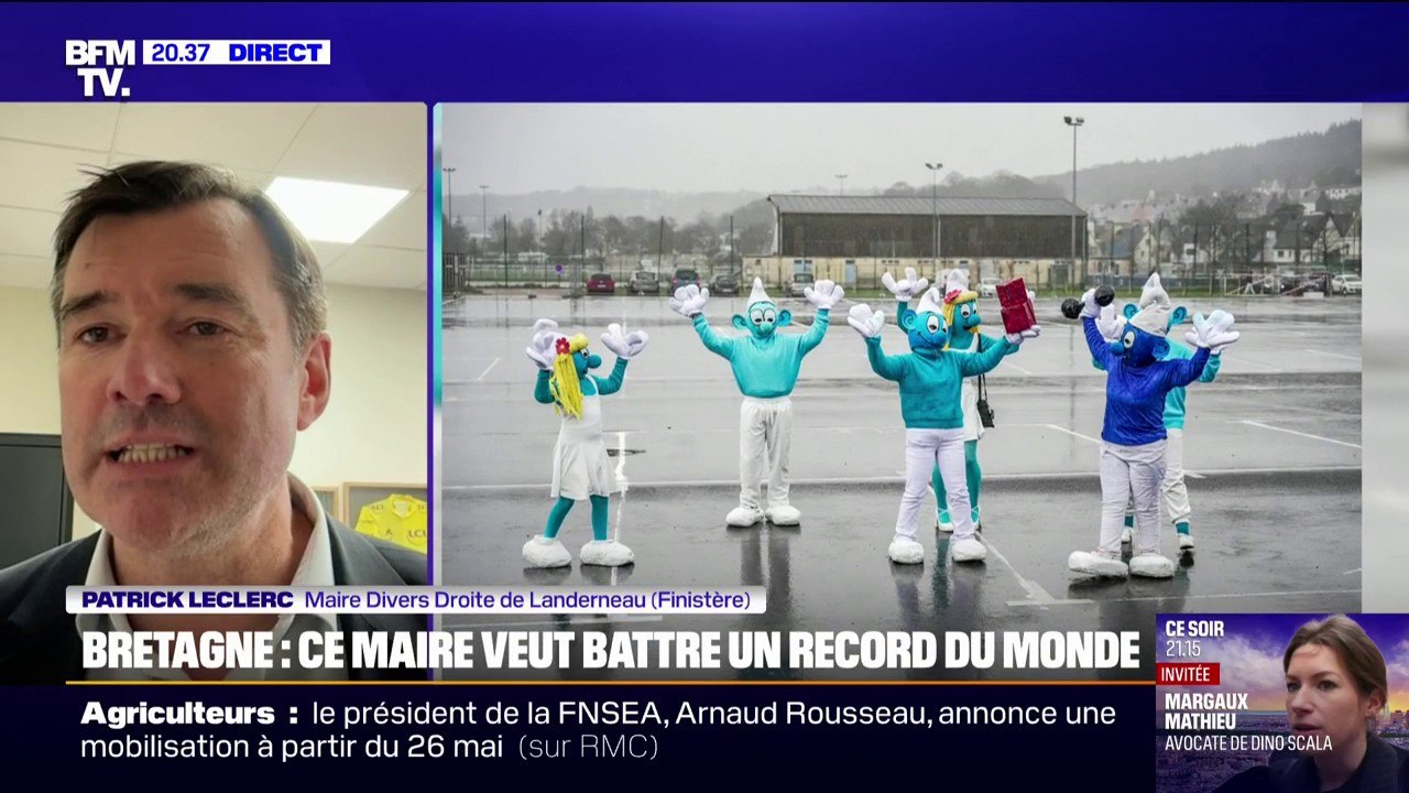 Pour battre le record du plus grand rassemblement de Schtroumpfs , le maire de Landerneau signe un arrêté pour interdire la vente de boissons dans les bars