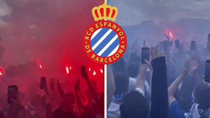 Afición del Espanyol recibe por todo lo alto al club en el derbi contra Barcelona