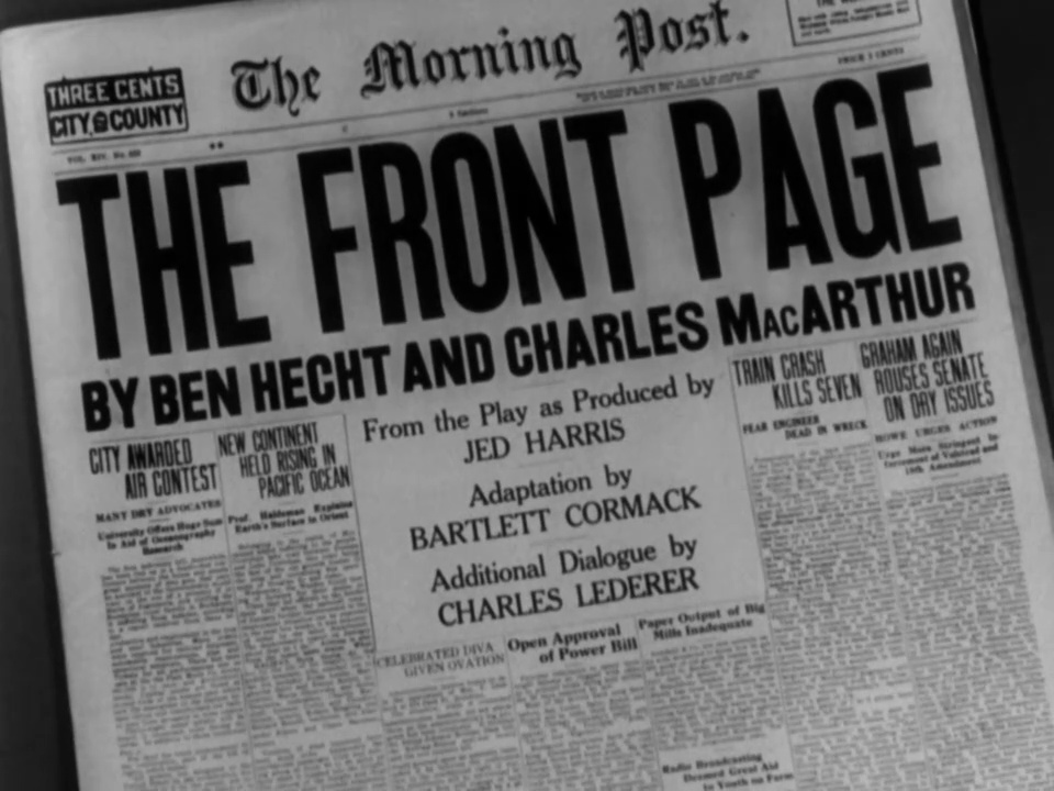 The Front Page (1931) – A Fast-Paced Newspaper Comedy