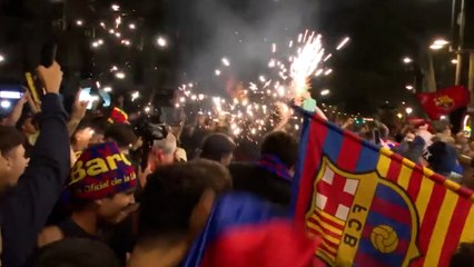 Fiesta del Barcelona en Canaletas tras ganar LaLiga