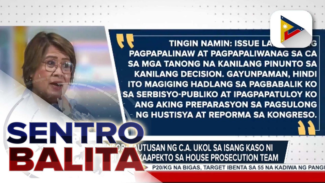 Rep. Defensor: kautusan ng Court of Appeals ukol sa kaso ni De Lima, hindi makaaapekto sa House prosecution team