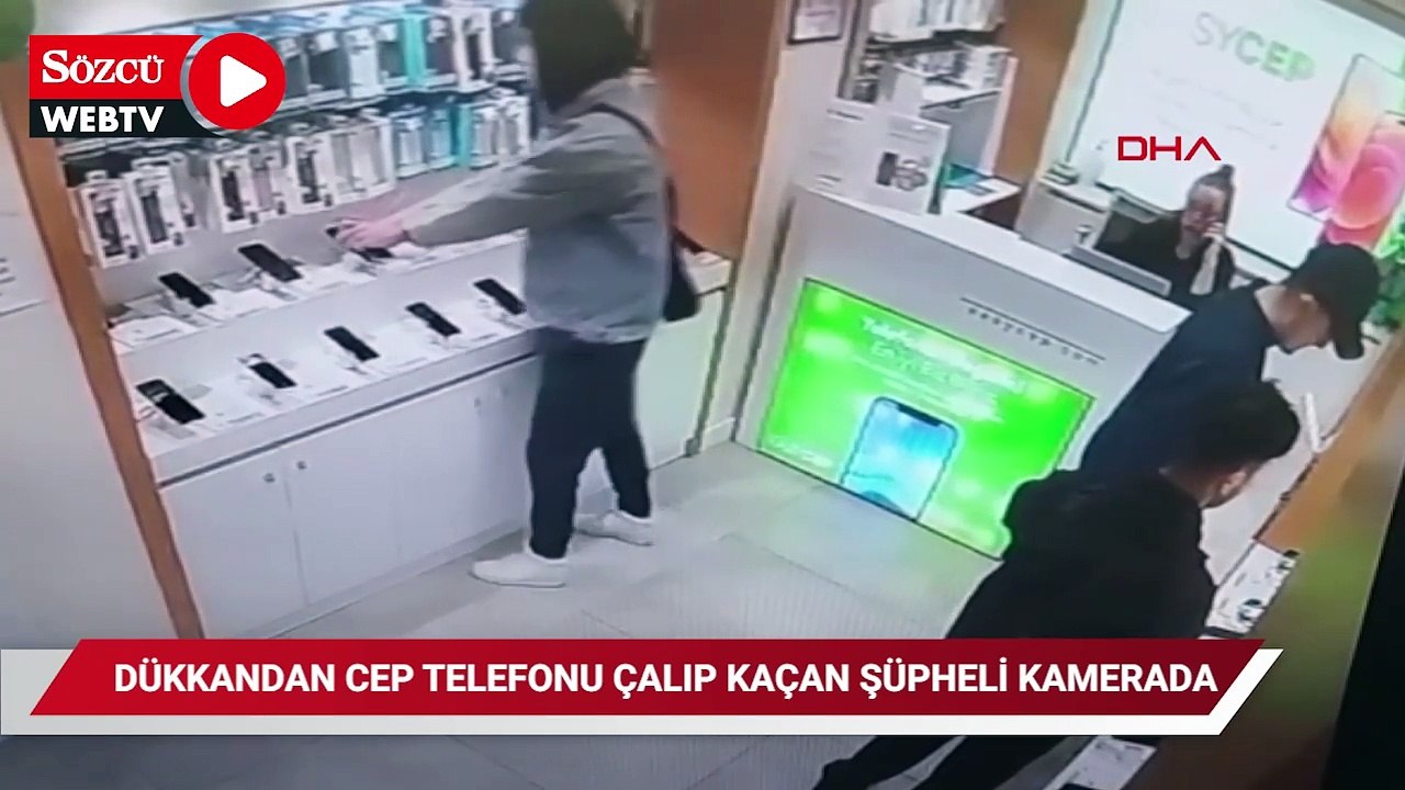 Pendik'te dükkandan cep telefonu çalıp kaçan şüpheli kamerada