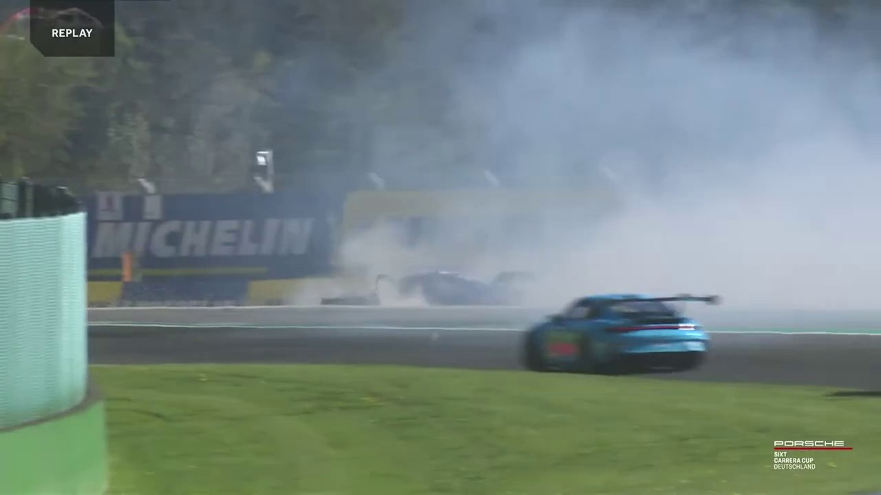 Porsche Carrera Cup Germany 2025 Spa Race 2 Start Schouten Huge Crash