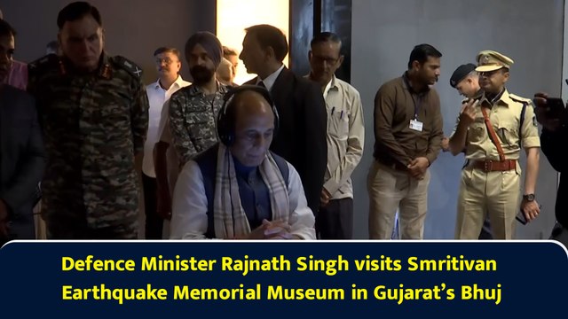 Defence Minister Rajnath Singh visits Smritivan Earthquake Memorial Museum in Gujarat’s Bhuj
