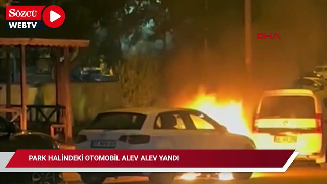 Park halindeki otomobil alev alev yandı