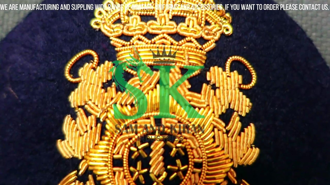 Hand embroidered badges, ROYAL AIR FORCE BULLION WIRE CAP BADGE, Hand Embroidery Hat Badge Patch