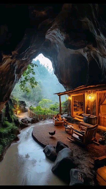 Cave Haven, Rustic Cabin Retreat Nestled in Serene Natural Surroundings with Forest Views and Warm Ambiance.#reel#reelinstagram#reelfacebook#fyp#foryou#luxurybedroomretreat#cozyhaven#softlightingbliss#plushbed#peacefulretreat#follow