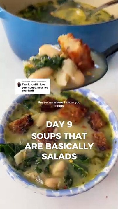 DAY 9: Creamy Pesto White Bean Soup Cozy, Hearty & Packed with Greens! #soupsthatarebasicallysalads