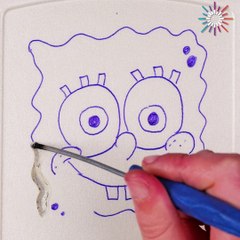 ASMR SpongeBob heat drawing on styrofoam! 🧽🌟