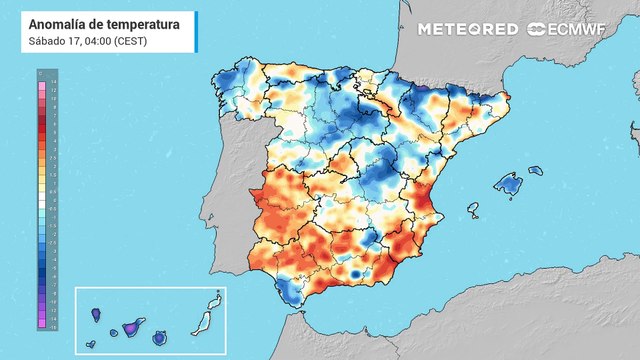 Anomalías de temperatura previstas en superficie por el modelo europeo para los próximos días.