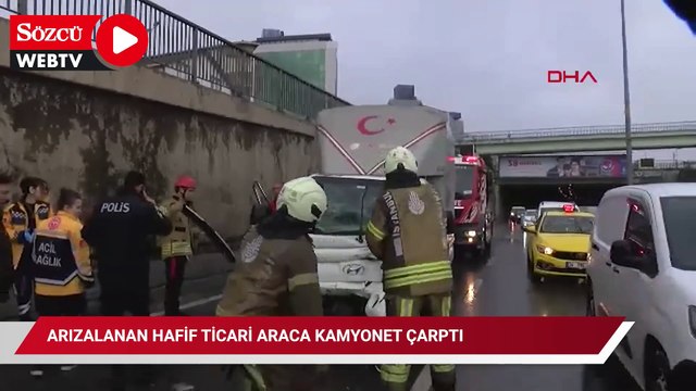 Beykoz'da arızalanan hafif ticari araca kamyonet çarptı; 2 yaralı