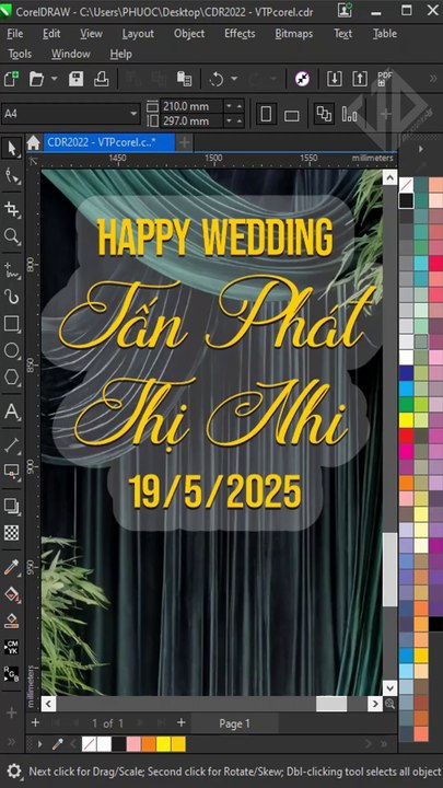 How to create a wedding name plate with mica quickly in CorelDraw