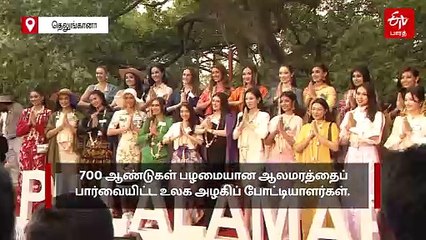 700 ஆண்டுகள் பழமையான ஆலமரத்தைப் பார்வையிட்ட உலக அழகிப் போட்டியாளர்கள்!