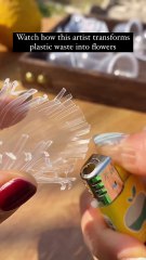 Watch how this artist transforms plastic waste into flowes 🌺