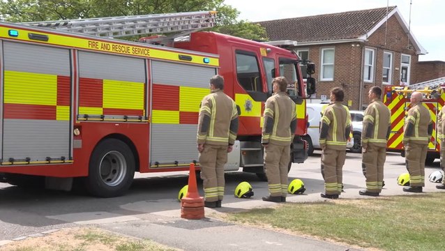 Bicester firefighters’ poignant guard of honour for colleagues who died in ex-RAF base blaze