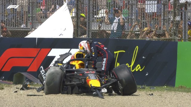 Yuki Tsunoda frustrado y triste tras su fuerte accidente en el GP de Emilia Romagna